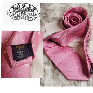 Eagle Shirtmakers 100% silk Pink polka-dot tie
